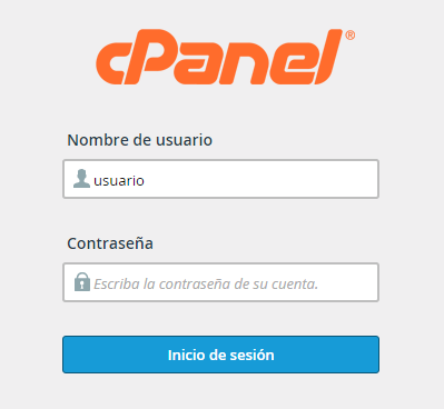 Login de cPanel por usuario y contraseña