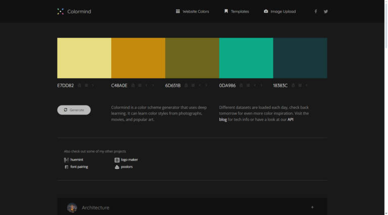 Colormind.io: Generador de paletas de colores para desarrolladores web