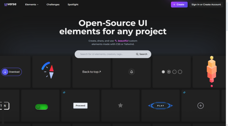 Uiverse.io: Componentes UI interactivos para proyectos web