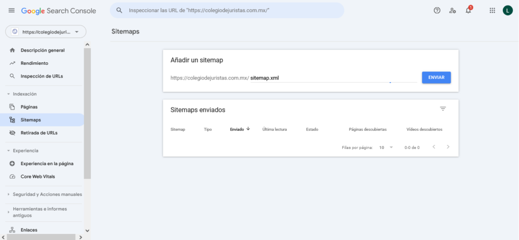 Sitemap en Google Search Console