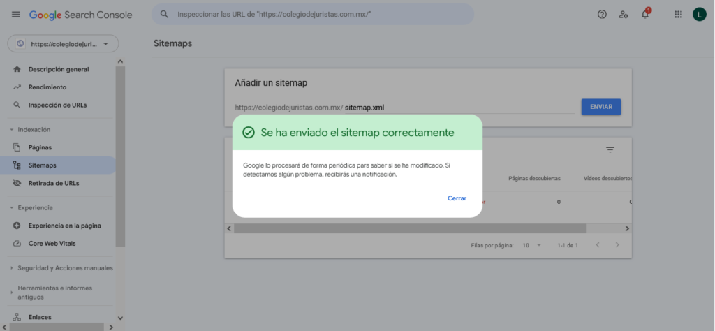 Sitemap en Google Search Console